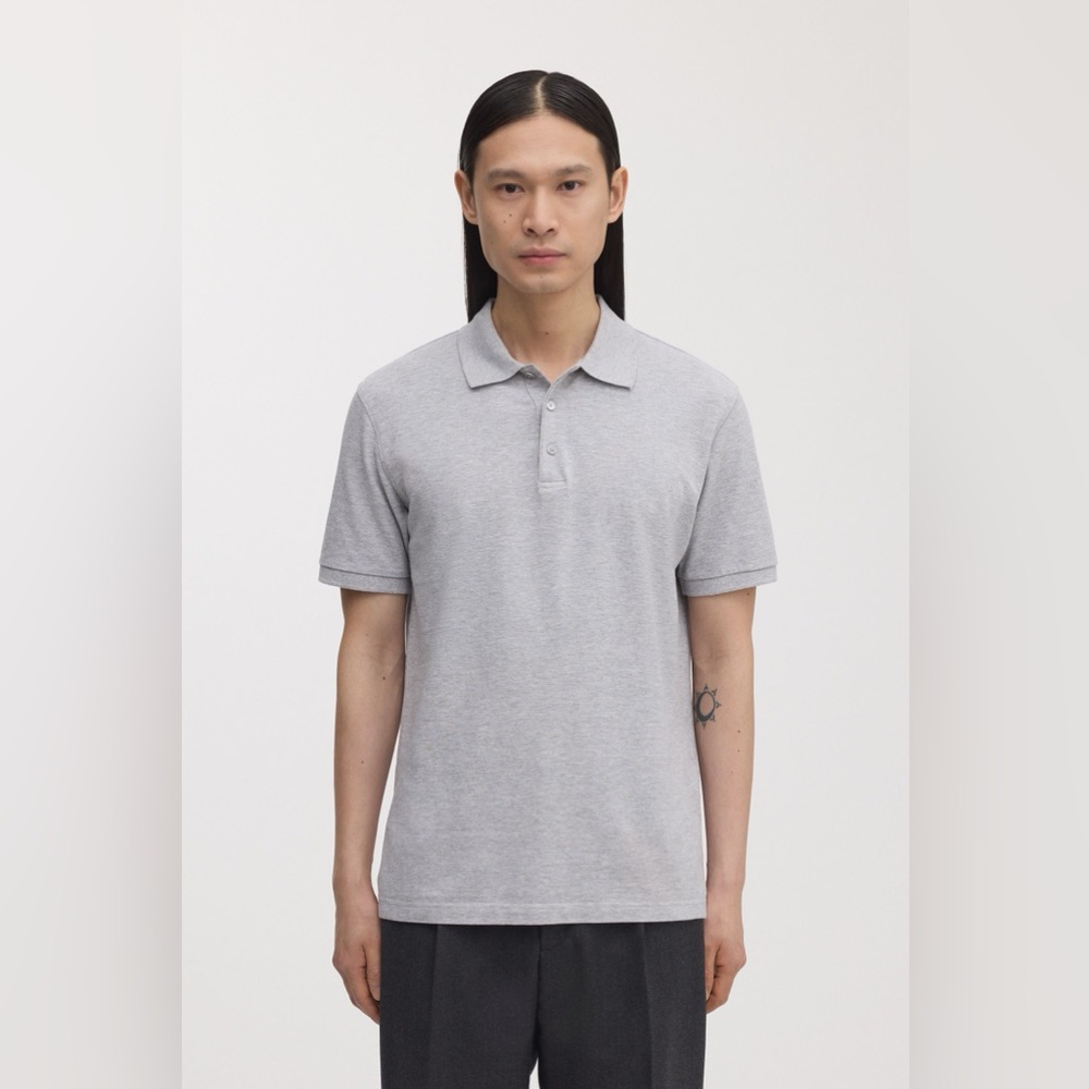 Asket Pique Polo - Grey Melange